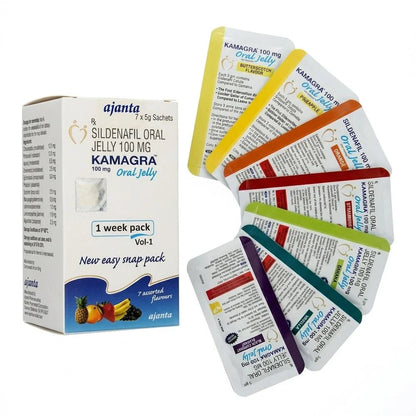 Kamagra Oral Jelly 100mg - 7 Assorted Flavors Weekly Pack - Live Life