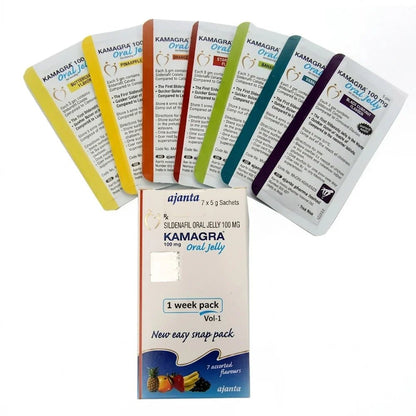 Kamagra Oral Jelly 100mg - 7 Assorted Flavors Weekly Pack - Live Life